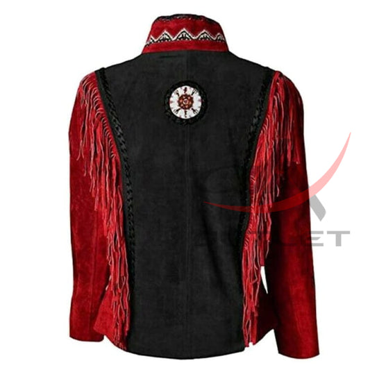 Women's Wild West Suede Jacket Red & Black image 1