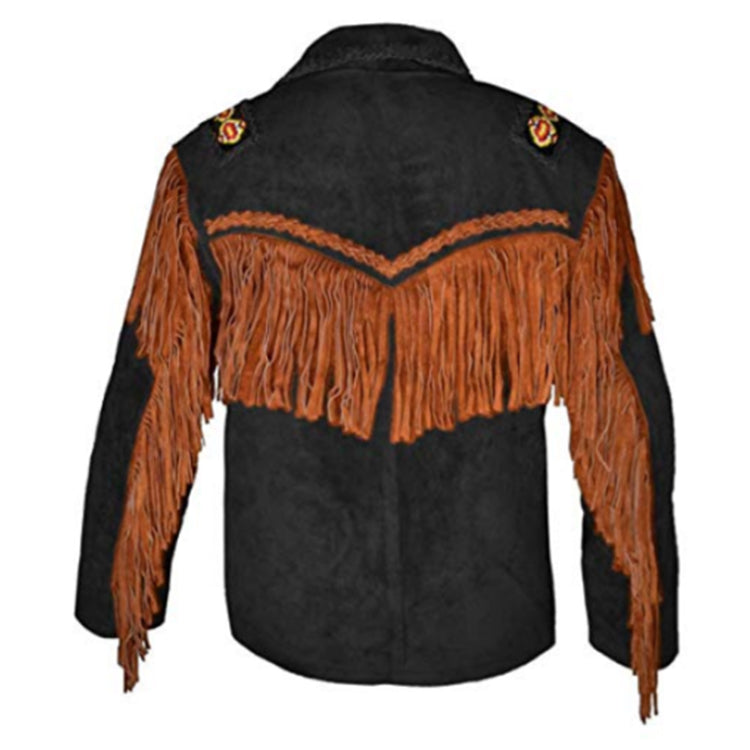 Men's Cowboy Suede Jacket Fringed & Bone Work