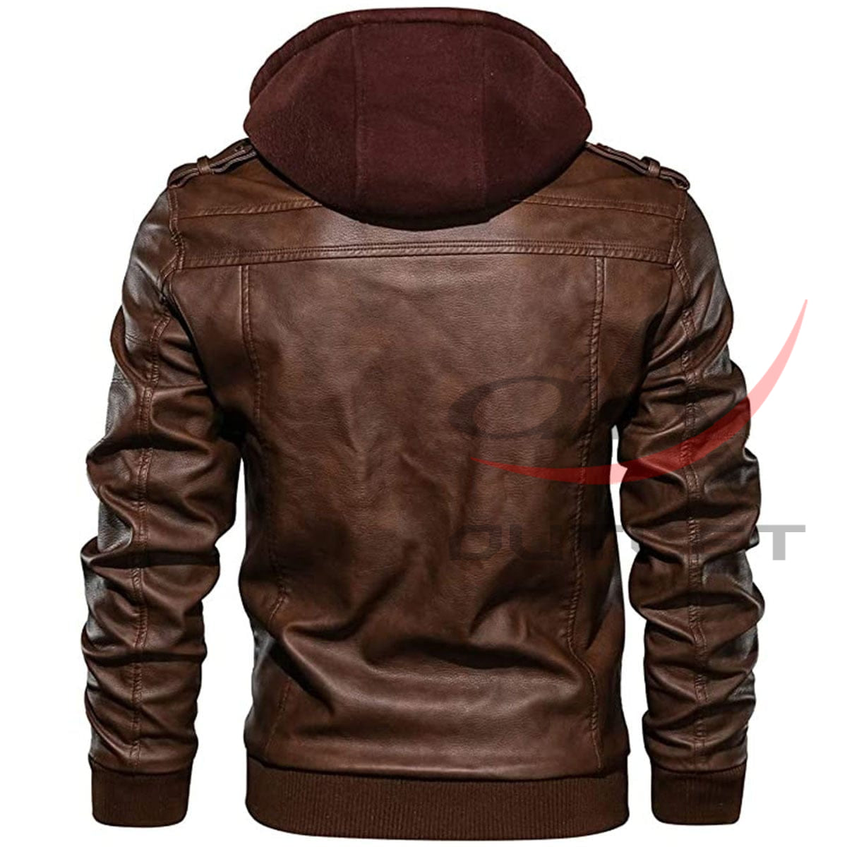 Fashion Leather Jacket Detachable Hood image 1