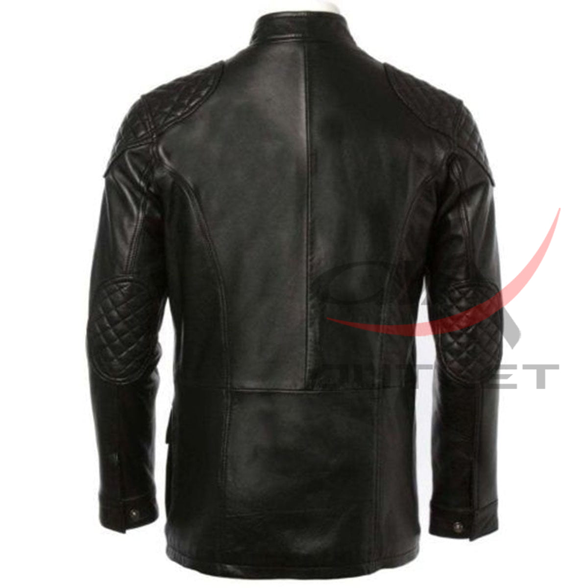 Cafe Racer Coat Long Hip Length Leather Jacket image 1