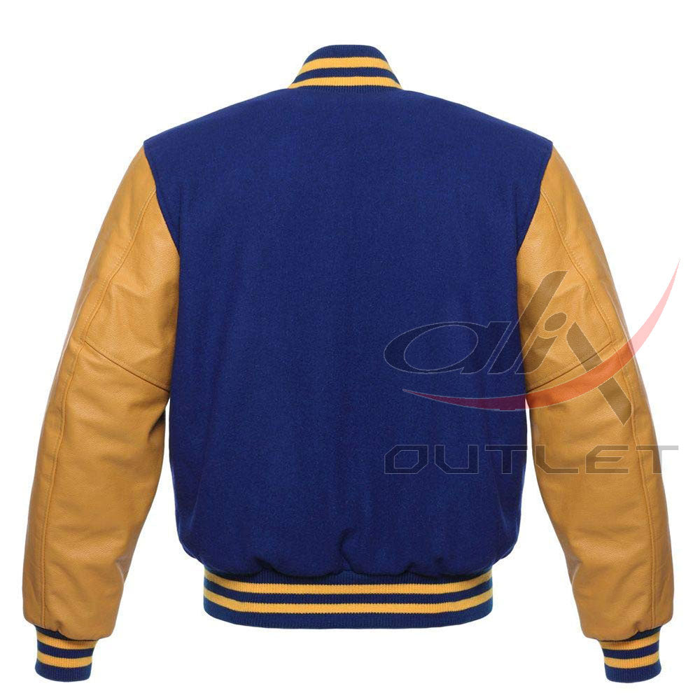 Letterman Jacket Royal Blue Wool & Leather Sleeves