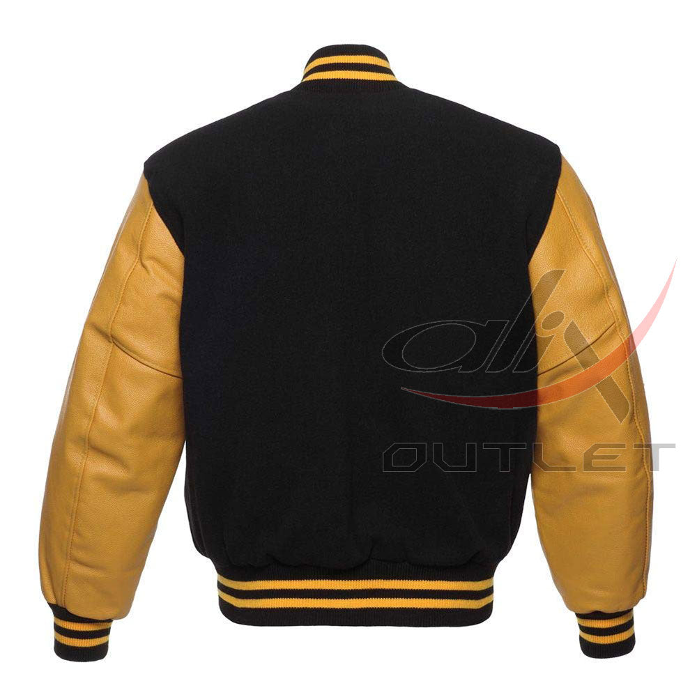 Letterman Black Wool Jacket & Leather Sleeves