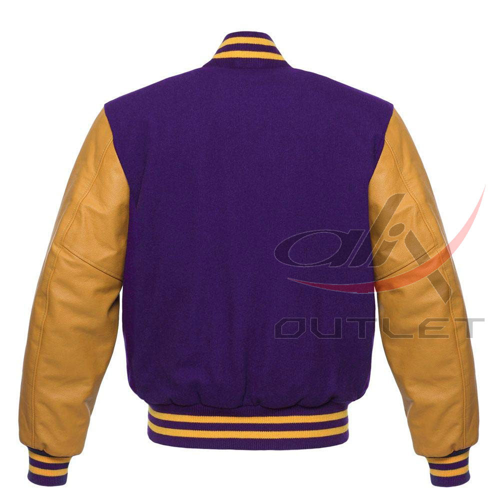 Letterman Jacket Voilet Wool & Leather Sleeves