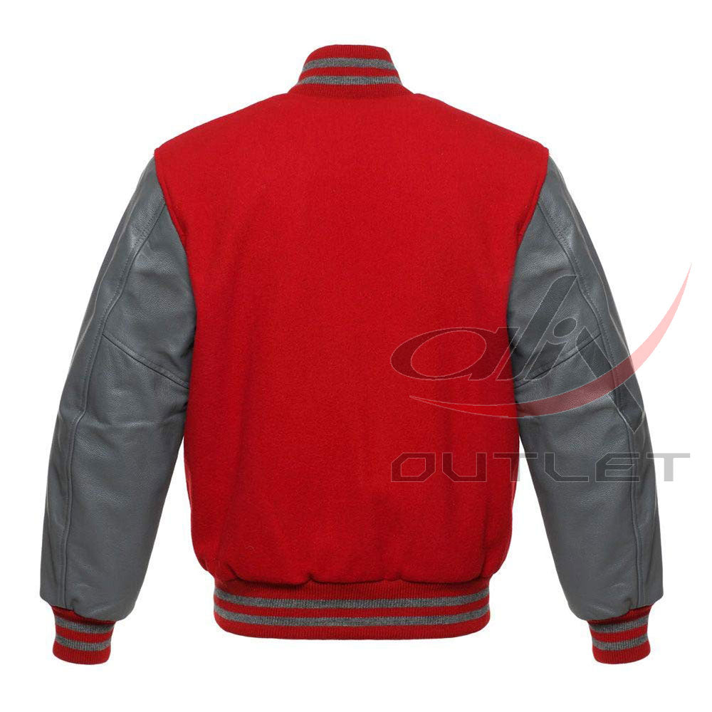 Varsity Red Wool Jacket & Leather Sleeves