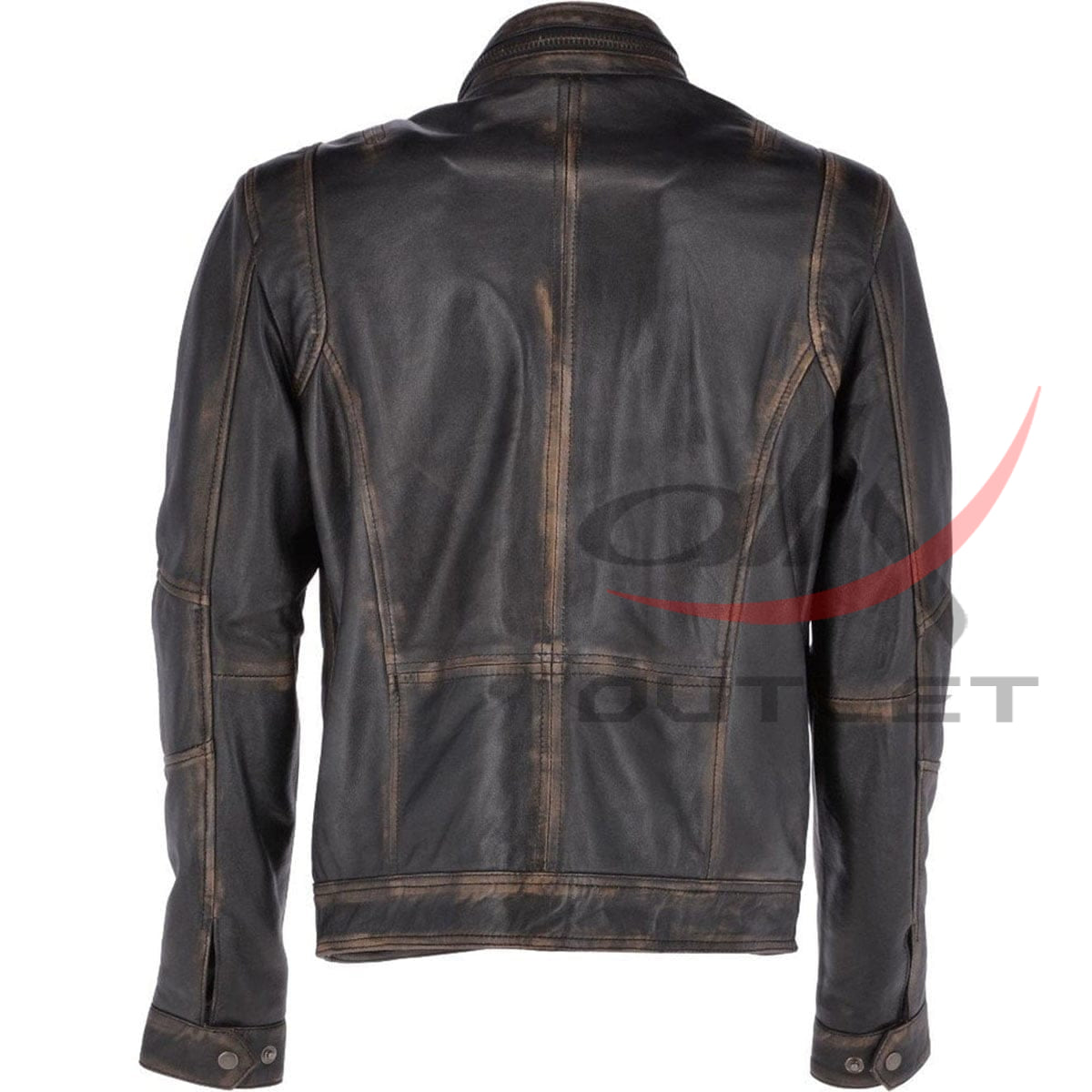 Real Leather Seven Pocket Black Biker Jacket image 1