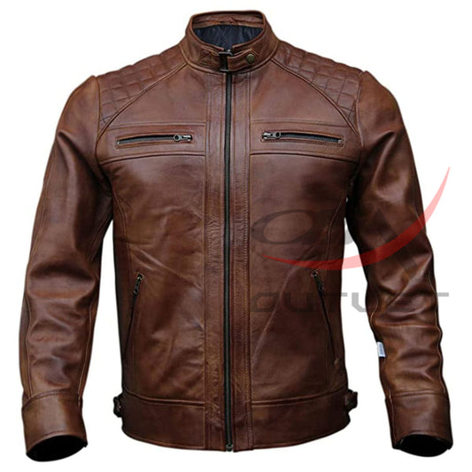 Classic Biker Leather Quilted Style Jacket image 0