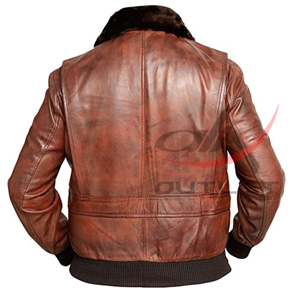 G-1 Navy Aviator Real Leather Bomber Jacket Distressed Brown image 1