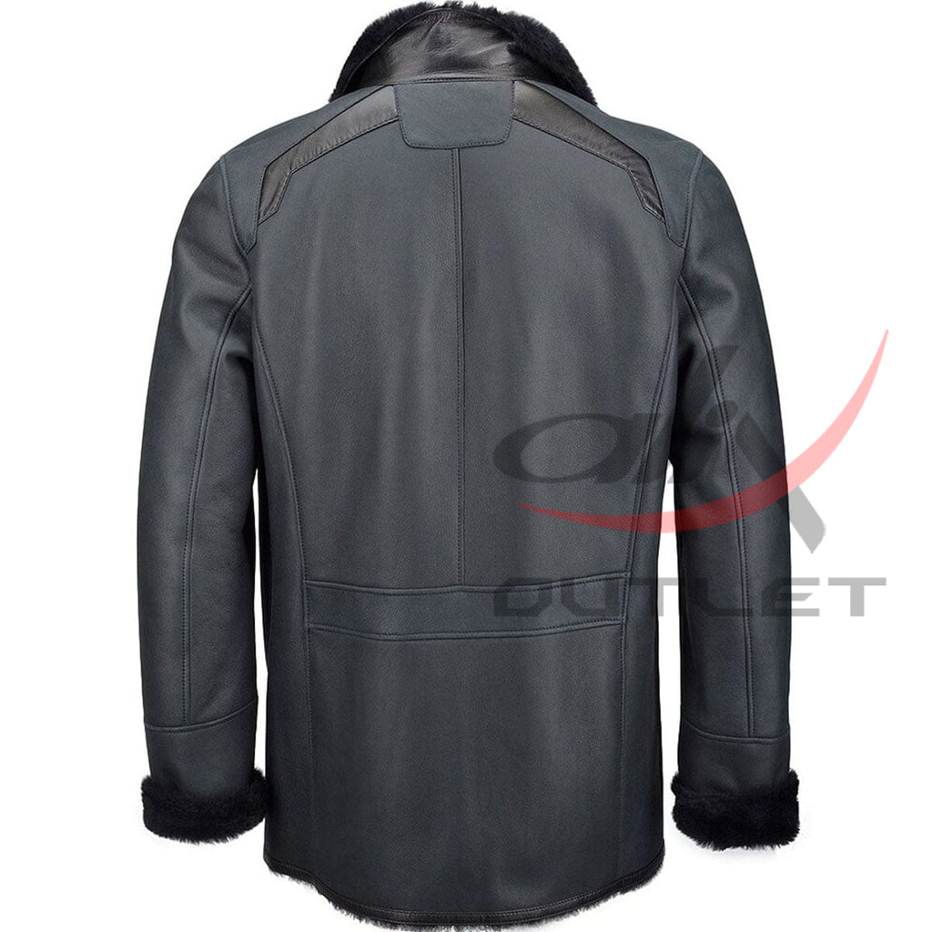 Men's Real Leather Coat Single Breasted image 1