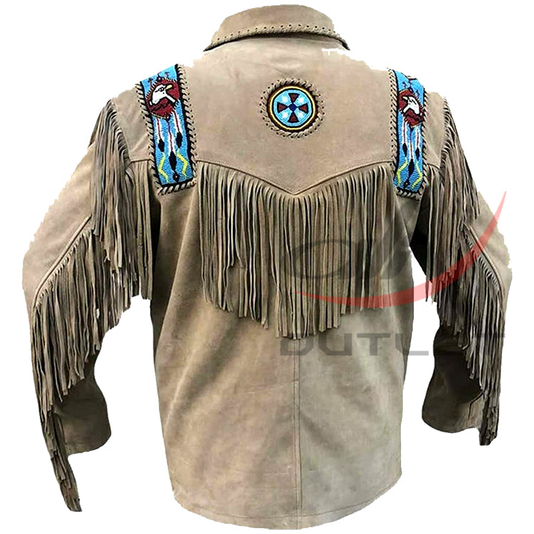 Cowboy Fringed Bone & Beaded Jacket image 1