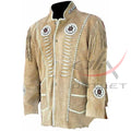 Men's Suede Jacket Bones & Bead Work with Fringe