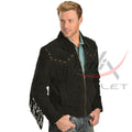 Men's Suede Jacket Bones & Bead Work with Fringe