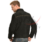 Men's Suede Jacket Bones & Bead Work with Fringe