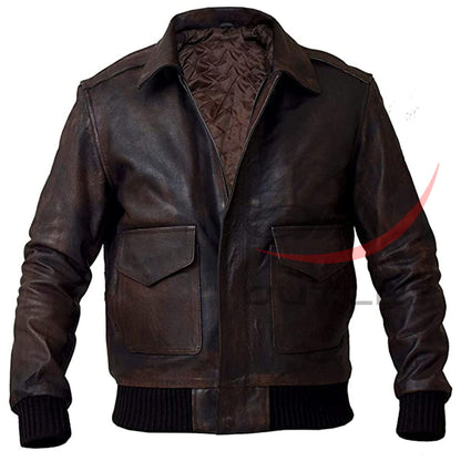 Aviator Pilot A2 Bomber Military Genuine Leather Jacket image 0