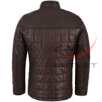 Leather Quilted Jacket Faux Fur Collar Coat image 1