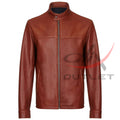 Biker Cafe Racer Jacket Dark Brown Plain Leather image 0