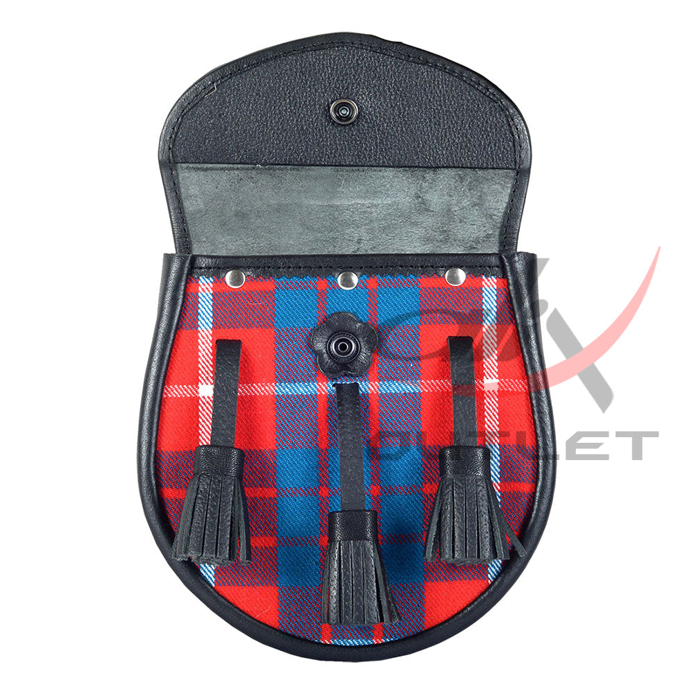 Scottish Sporran Hamilton Red Tartan Black Leather image 2