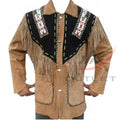 Men's Suede Jacket Bones & Bead Work with Fringe