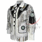 Men's Suede Jacket Bones & Bead Work with Fringe