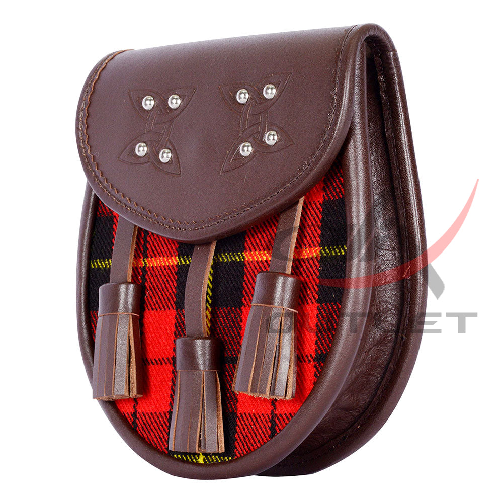 Scottish Sporran Wallace Tartan Brown Leather image 3