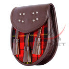Scottish Sporran Wallace Tartan Brown Leather image 3