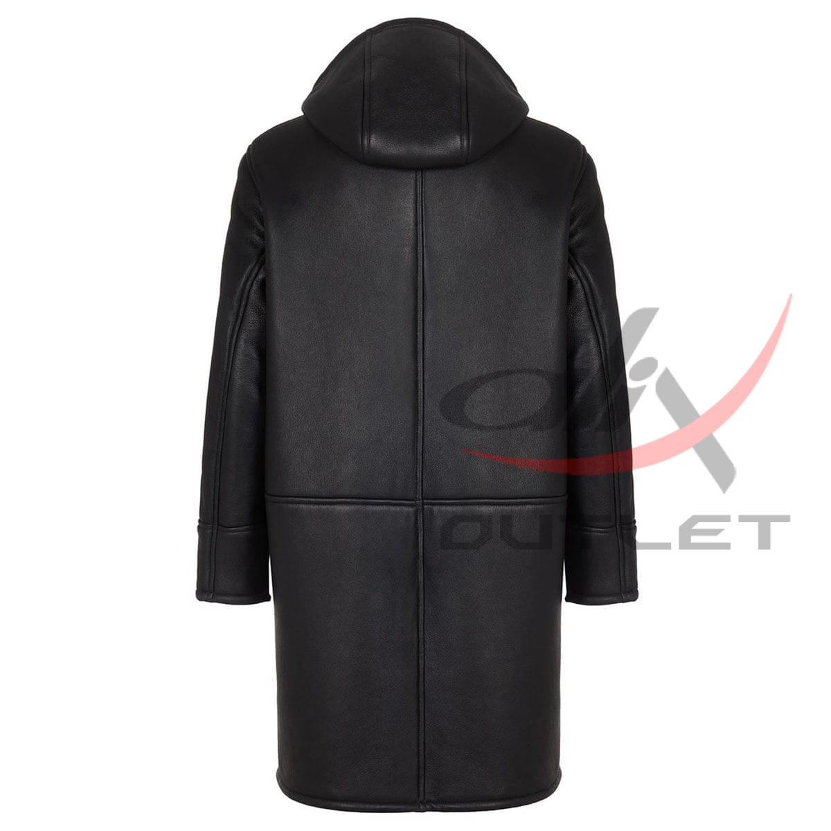 Real Leather Hooded Coat Long image 1