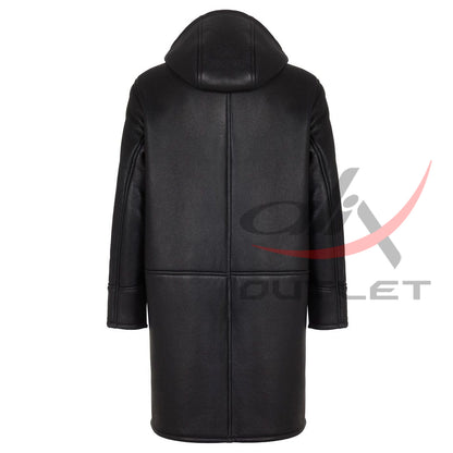 Real Leather Hooded Coat Long image 1