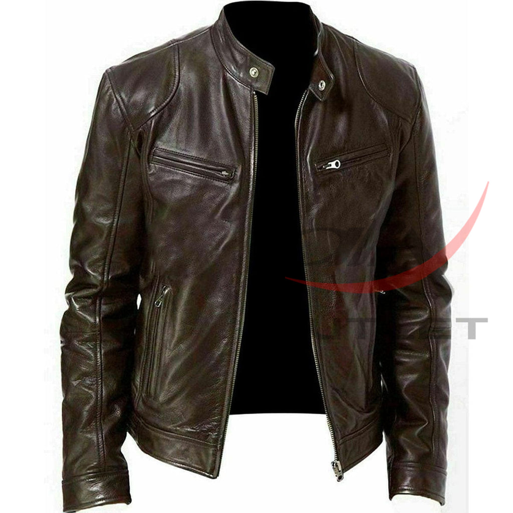 Sword Cafe Racer Biker Leather Jacket image 0