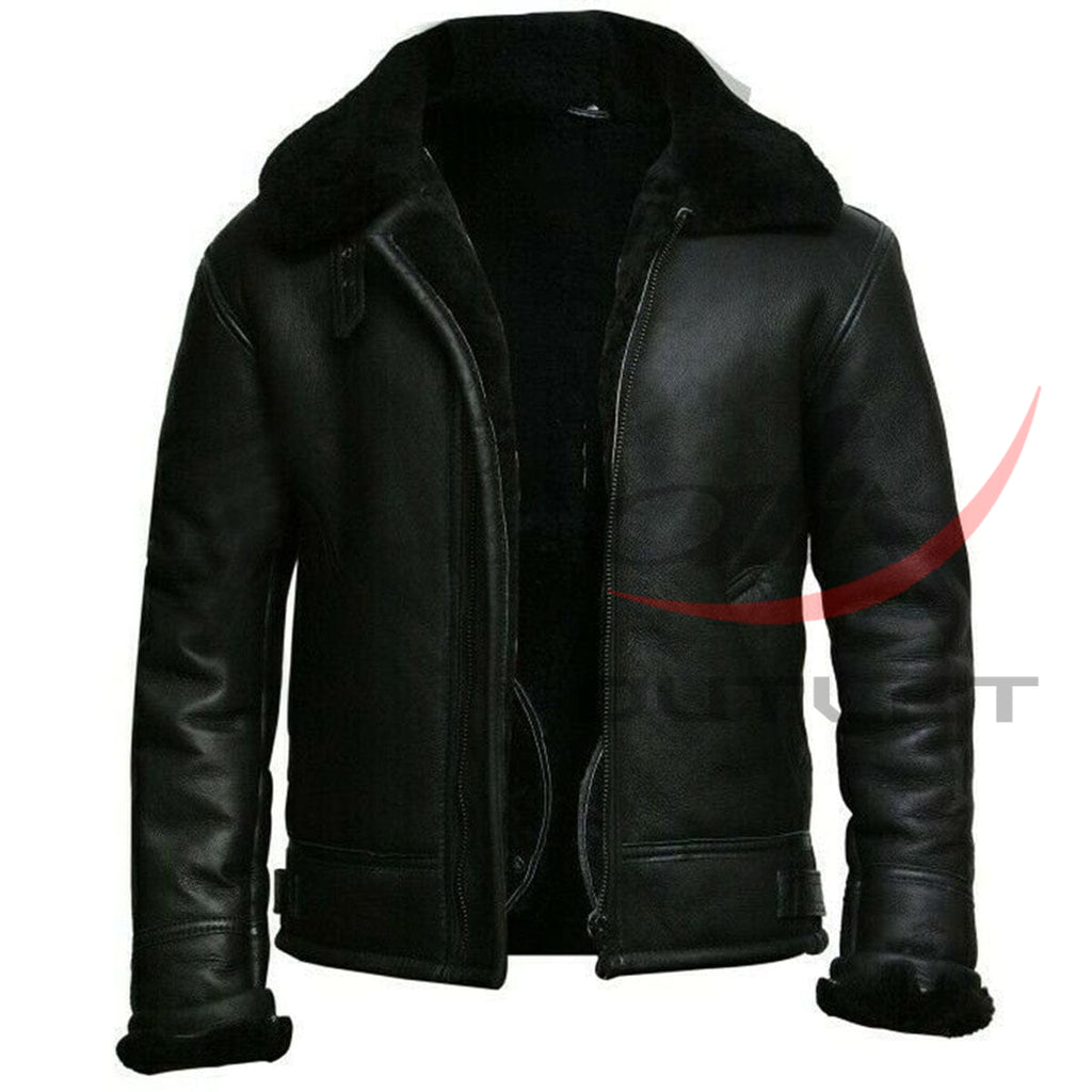 Leather Fur Collar B3 Bomber RAF Avaitor Jacket image 0