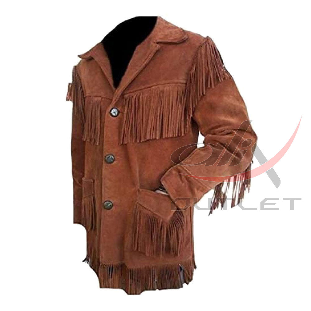 Men's Western Style Fringed Coat