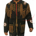 Men's Winter Suede Jacket Bones & Bead Work with Fringe