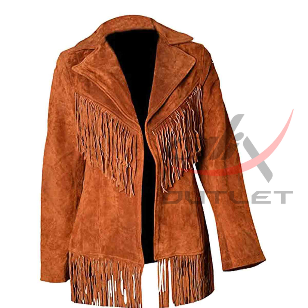 Women's Western Jacket Tan Suede image 0