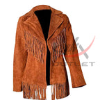 Women's Western Jacket Tan Suede image 0