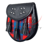 Scottish Sporran Hamilton Red Tartan Black Leather image 3