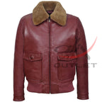 Ginger Fur Collar Leather Jacket image 0