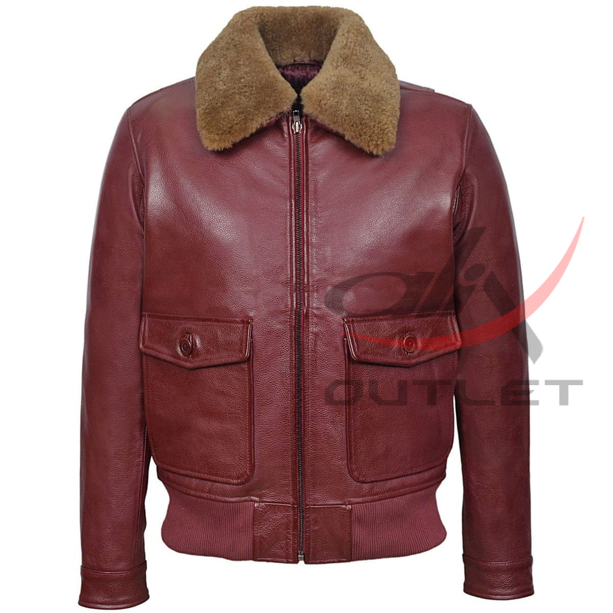 Ginger Fur Collar Leather Jacket image 0