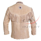 Men's Suede Jacket Bones & Bead Work with Fringe