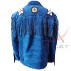 Men's Suede Jacket Bones & Bead Work with Fringe