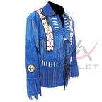 Men's Suede Jacket Bones & Bead Work with Fringe
