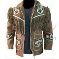 Men's Suede Jacket Bones & Bead Work with Fringe (Copy)