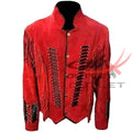 Women's Western Fringed Jacket Red Suede image 0