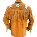 Men's Suede Jacket Bones & Bead Work with Fringe