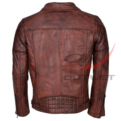Brando Genuine Leather Jacket Biker Distressed Brown image 1