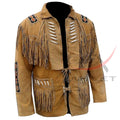 Men's Suede Jacket Bones & Bead Work with Fringe