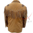 Men's Suede Jacket Bones & Bead Work with Fringe