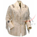 Men's Suede Jacket Bones & Bead Work with Fringe