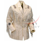 Men's Suede Jacket Bones & Bead Work with Fringe