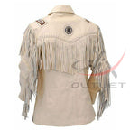 Men's Suede Jacket Bones & Bead Work with Fringe