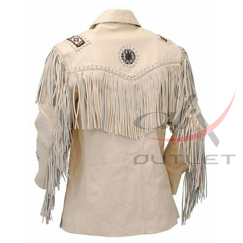 Men's Suede Jacket Bones & Bead Work with Fringe
