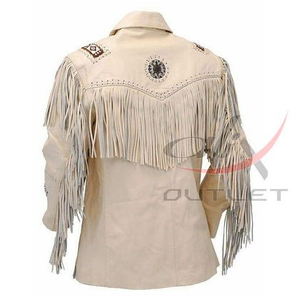 Men's Suede Jacket Bones & Bead Work with Fringe