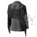 Men's Suede Jacket Bones & Bead Work with Fringe